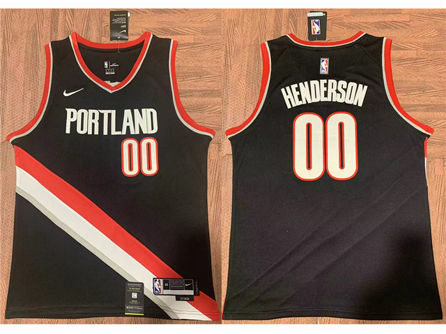 Portland Trail Blazers #00 Scoot Henderson Black Swingman Jersey - Click Image to Close